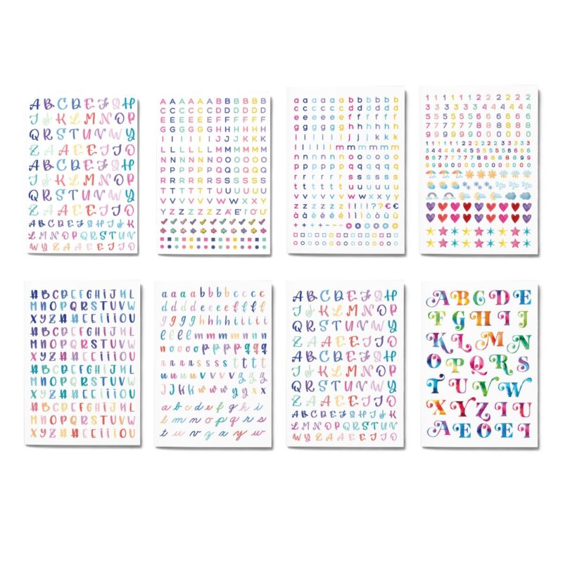 Stickers book con lettere numeri e simboli